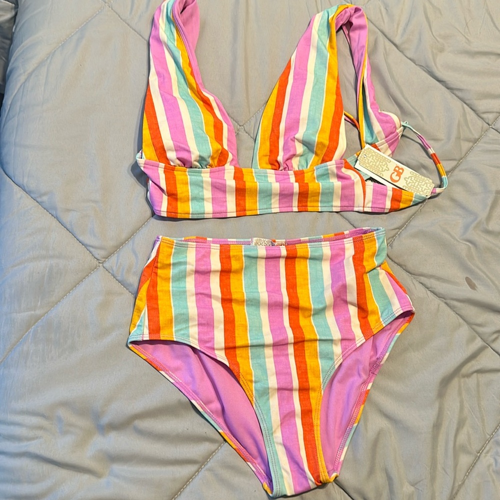 GIANNI BINI Bathing suit set high waisted and tie back